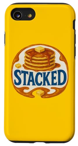 Abbildung gestapelter Pfannkuchen Lustiger Pfannkuchen Fitness Hülle für iPhone SE (2020) / 7 / 8 von Cat Snugg