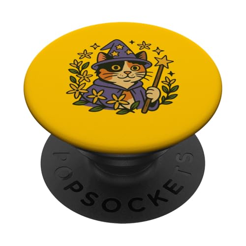 Calico Kitty Cat Zauberer-Illustration Süße Zauberer PopSockets Klebender PopGrip Calico Kitty Cat Zauberer-Illustration Süße Zauberer PopSockets Klebender PopGrip von Cat Snugg