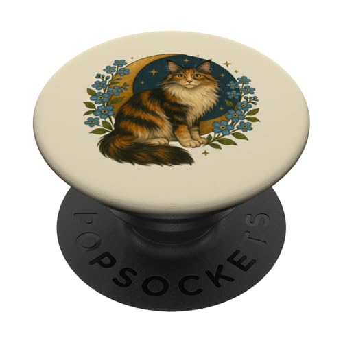 Calico Kitty Katze Halbmond Illustration PopSockets Klebender PopGrip Calico Kitty Katze Halbmond Illustration PopSockets Klebender PopGrip von Cat Snugg