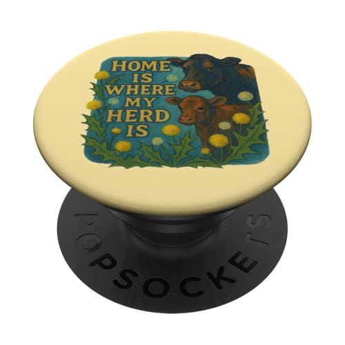 Home is where my Herd is Art Kuhzucht Illustration PopSockets Klebender PopGrip Home is where my Herd is Art Kuhzucht Illustration PopSockets Klebender PopGrip von Cat Snugg
