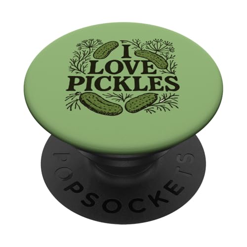Ich liebe Essiggurken, Illustration, Gurkenliebhaber, Kunst PopSockets Klebender PopGrip von Cat Snugg