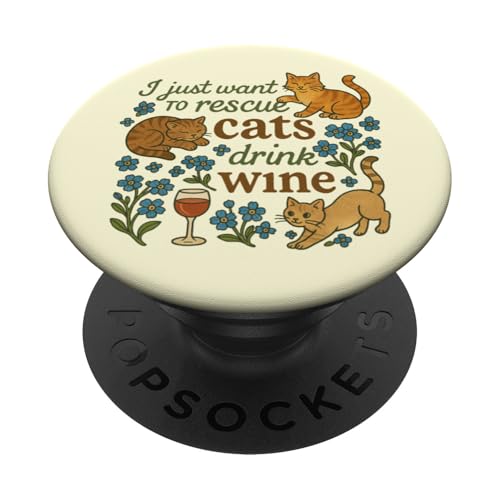 Ich möchte nur Katzen retten und Wein trinken Illustration PopSockets Klebender PopGrip Ich möchte nur Katzen retten und Wein trinken Illustration PopSockets Klebender PopGrip von Cat Snugg