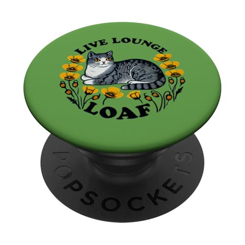 Live Lounge Loaf Cat Art Lustige Katzen Design Katzenliebhaber Humor PopSockets Klebender PopGrip von Cat Snugg