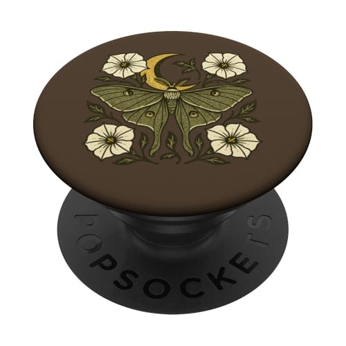 Luna-Motten-Mond-Illustration Mondmotten Naturliebhaber PopSockets Klebender PopGrip von Cat Snugg