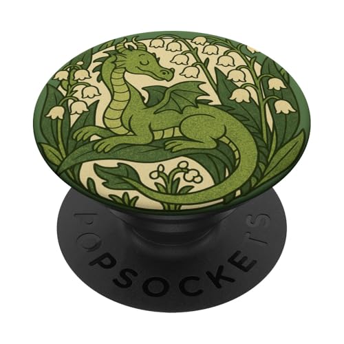 Maiglöckchen Drache Illustration Blumendrachen PopSockets Klebender PopGrip von Cat Snugg