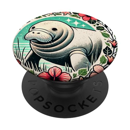 Manatee Illustration Floral Manatees Kunstwerk Strände PopSockets mit austauschbarem PopGrip Manatee Illustration Floral Manatees Kunstwerk Strände PopSockets mit austauschbarem PopGrip von Cat Snugg