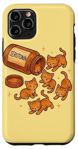 Serotonin-Kätzchen-Katzen-Illustration Süße psychische Gesundheit Hülle für iPhone 11 Pro von Cat Snugg
