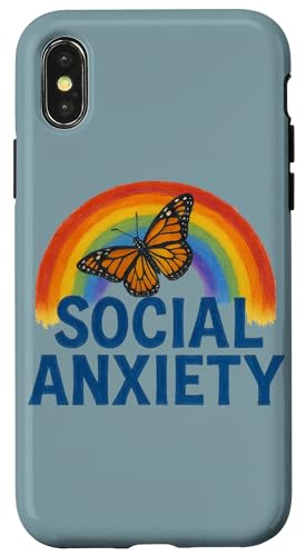 Social Anxiety Regenbogen und Schmetterling Kunst Hülle für iPhone X/XS von Cat Snugg