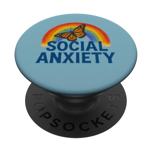 Social Anxiety Regenbogen und Schmetterling Kunst PopSockets Klebender PopGrip von Cat Snugg