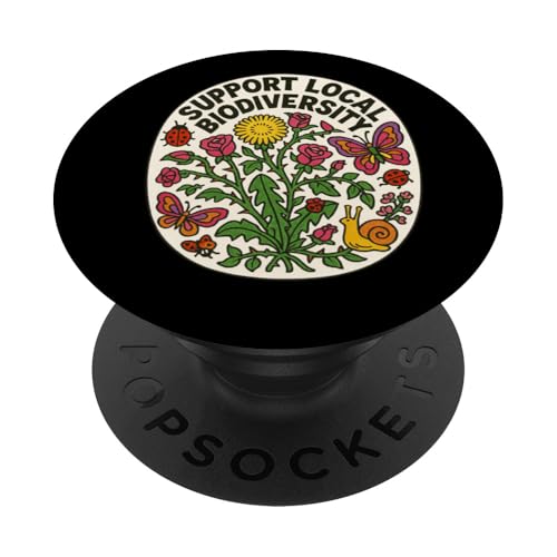 Unterstützt lokale Biodiversität Illustration Permakultur PopSockets Klebender PopGrip von Cat Snugg