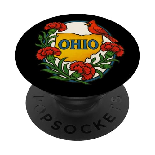 Vogel- und Blumenkunst im Bundesstaat Ohio PopSockets Klebender PopGrip von Cat Snugg