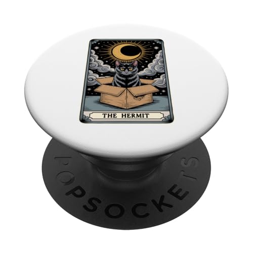 The Hermit Tarotkarte Mystic Cat In Box Lustige Katze PopSockets Klebender PopGrip The Hermit Tarotkarte Mystic Cat In Box Lustige Katze PopSockets Klebender PopGrip von Cat Tarot Card Designs