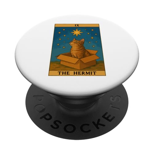 The Hermit Tarotkarte Mystic Cat In Box Lustige Katze PopSockets Klebender PopGrip The Hermit Tarotkarte Mystic Cat In Box Lustige Katze PopSockets Klebender PopGrip von Cat Tarot Card Designs