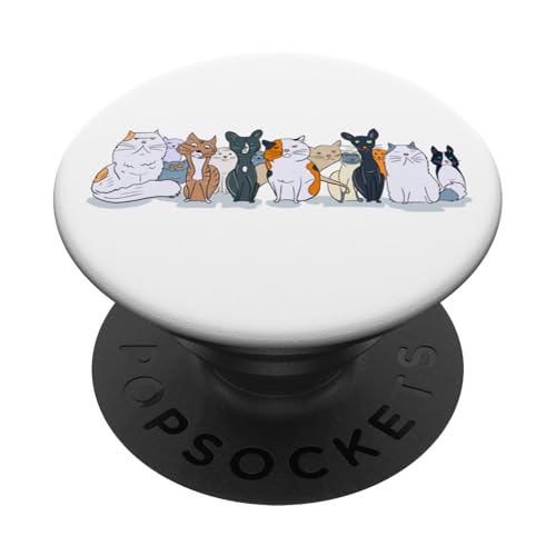 Cat Doodles Cartoon Zeichnung Illustration Katze Papa Katze Mama PopSockets Klebender PopGrip von Cat Tees NYC