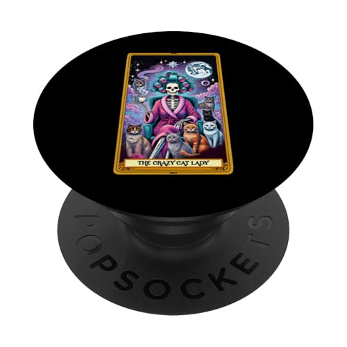 Crazy Cat Lady Tarotkarte Katze Mama Muttertag Katzen PopSockets Klebender PopGrip von Cat Tees NYC