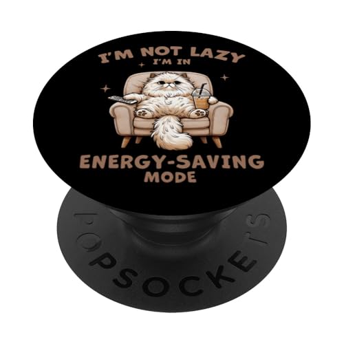 Funny Cat I'm not Lazy Energiesparmodus Rot Bett Verrottung PopSockets Klebender PopGrip von Cat Tees NYC