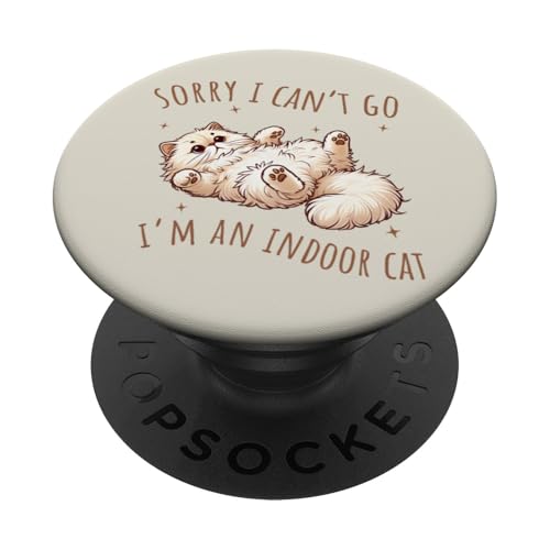 Lustige introvertierte Katze, antisozial, Sorry I Can't Go Indoor-Katze PopSockets Klebender PopGrip von Cat Tees NYC