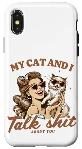 My Cat and I Talk Shit About You Lustige Katze Mama Retro Katze Hülle für iPhone X/XS My Cat and I Talk Shit About You Lustige Katze Mama Retro Katze Hülle für iPhone X/XS von Cat Tees NYC