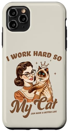Retro Katze Mama Katze Papa Arbeite hart, damit meine Katze ein besseres Leben führen kann Hülle für iPhone 11 Pro Max Retro Katze Mama Katze Papa Arbeite hart, damit meine Katze ein besseres Leben führen kann Hülle für iPhone 11 Pro Max von Cat Tees NYC