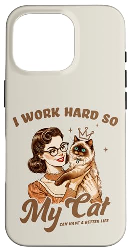 Retro Katze Mama Katze Papa Arbeite hart, damit meine Katze ein besseres Leben führen kann Hülle für iPhone 16 Pro Retro Katze Mama Katze Papa Arbeite hart, damit meine Katze ein besseres Leben führen kann Hülle für iPhone 16 Pro von Cat Tees NYC
