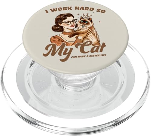 Retro Katze Mama Katze Papa Arbeite hart, damit meine Katze ein besseres Leben führen kann PopSockets PopGrip für MagSafe Retro Katze Mama Katze Papa Arbeite hart, damit meine Katze ein besseres Leben führen kann PopSockets PopGrip für MagSafe von Cat Tees NYC