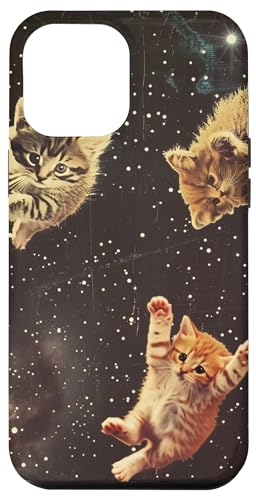 Hülle für iPhone 14 Plus Lustige Katze Kätzchen im Weltraum Niedliche Retro Kunst Vintage von Cat Theme Humor Minimalist Art Cute (Space)