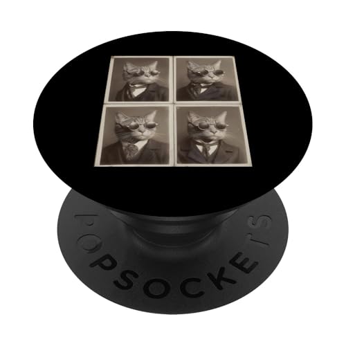 Lustige Photobooth-Katze mit Sonnenbrille und Anzug PopSockets Klebender PopGrip Lustige Photobooth-Katze mit Sonnenbrille und Anzug PopSockets Klebender PopGrip von Cat and Kitten Photograph Designs