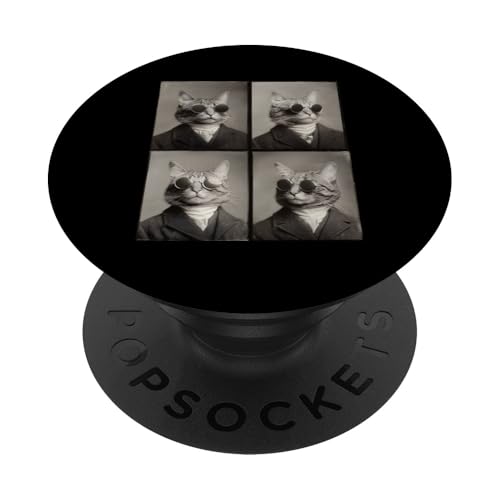 Lustige Photobooth-Katze mit Sonnenbrille und Anzug PopSockets Klebender PopGrip Lustige Photobooth-Katze mit Sonnenbrille und Anzug PopSockets Klebender PopGrip von Cat and Kitten Photograph Designs
