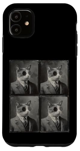 Vintage Photobooth Katze trägt Sonnenbrille und Anzug Hülle für iPhone 11 von Cat and Kitten Photograph Designs