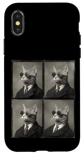 Vintage Photobooth Katze trägt Sonnenbrille und Anzug Hülle für iPhone X/XS Vintage Photobooth Katze trägt Sonnenbrille und Anzug Hülle für iPhone X/XS von Cat and Kitten Photograph Designs