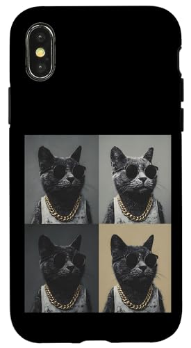 Vintage Photobooth Katze trägt Sonnenbrille und Anzug Hülle für iPhone X/XS Vintage Photobooth Katze trägt Sonnenbrille und Anzug Hülle für iPhone X/XS von Cat and Kitten Photograph Designs