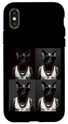 Vintage Photobooth Katze trägt Sonnenbrille und Anzug Hülle für iPhone X/XS Vintage Photobooth Katze trägt Sonnenbrille und Anzug Hülle für iPhone X/XS von Cat and Kitten Photograph Designs