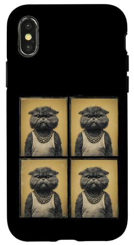 Vintage Photobooth Katze trägt Sonnenbrille und Anzug Hülle für iPhone X/XS Vintage Photobooth Katze trägt Sonnenbrille und Anzug Hülle für iPhone X/XS von Cat and Kitten Photograph Designs