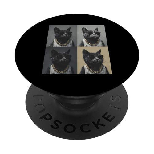 Vintage Photobooth Katze trägt Sonnenbrille und Anzug PopSockets Klebender PopGrip Vintage Photobooth Katze trägt Sonnenbrille und Anzug PopSockets Klebender PopGrip von Cat and Kitten Photograph Designs