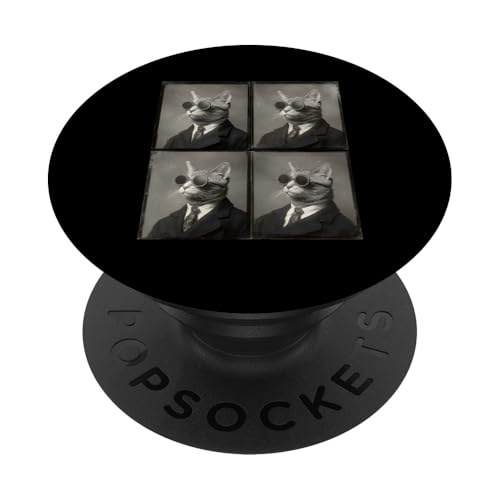 Vintage Photobooth Katze trägt Sonnenbrille und Anzug PopSockets Klebender PopGrip Vintage Photobooth Katze trägt Sonnenbrille und Anzug PopSockets Klebender PopGrip von Cat and Kitten Photograph Designs