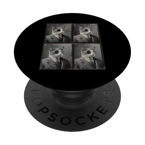 Vintage Photobooth Katze trägt Sonnenbrille und Anzug PopSockets Klebender PopGrip Vintage Photobooth Katze trägt Sonnenbrille und Anzug PopSockets Klebender PopGrip von Cat and Kitten Photograph Designs