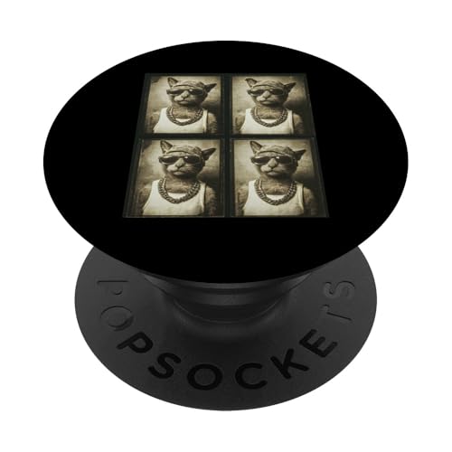 Vintage Photobooth Katze trägt Sonnenbrille und Anzug PopSockets Klebender PopGrip Vintage Photobooth Katze trägt Sonnenbrille und Anzug PopSockets Klebender PopGrip von Cat and Kitten Photograph Designs