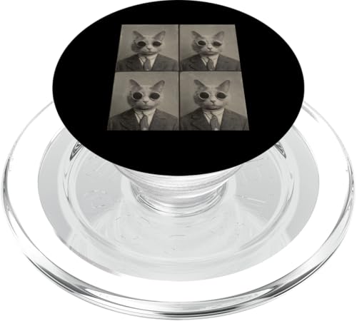 Vintage Photobooth Katze trägt Sonnenbrille und Anzug PopSockets PopGrip für MagSafe Vintage Photobooth Katze trägt Sonnenbrille und Anzug PopSockets PopGrip für MagSafe von Cat and Kitten Photograph Designs