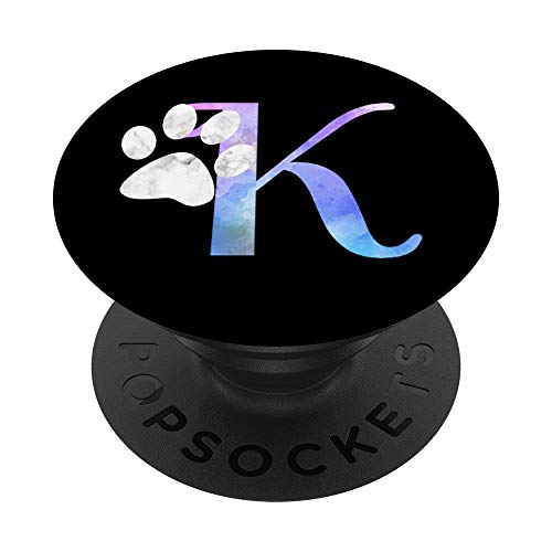 Buchstabe K Aquarell Katze Hund Pfote Monogramm Anfangsbuchstabe K PopSockets mit austauschbarem PopGrip von Cat and dog paw monogram watercolor lovers