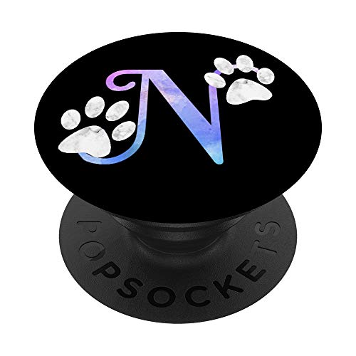 Buchstabe N Aquarell Katze, Hundepfote Monogramm, Initiale N PopSockets mit austauschbarem PopGrip von Cat and dog paw monogram watercolor lovers