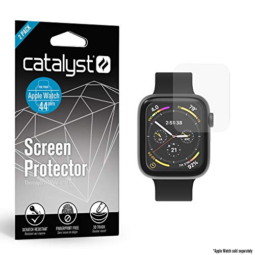 Catalyst 2X Militärqualität Schutzfolie für Apple Watch 44mm, Serie 4, Ohne Fingerabdruck, Unkompliziert, Mikrofaser-Reinigungstuch Inklusiv, für Apple Watch Accessoires. von Catalyst