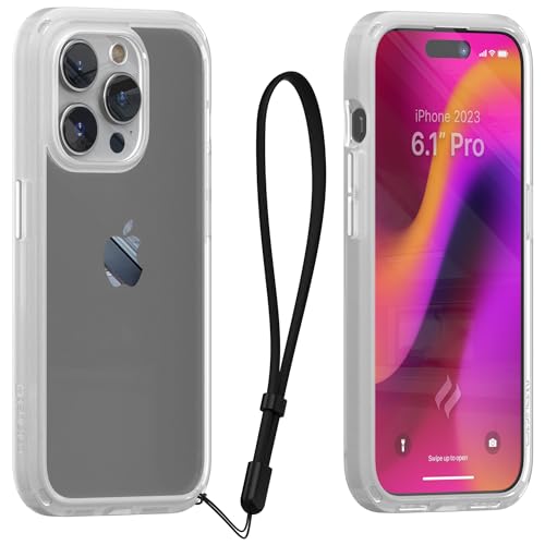 Catalyst Influence Case for iPhone 15 Pro, 2.5X Higher Drop Protection, Fingerprint Resistance, Raised Edges, Preventing Scratches, 30% Louder Audio, Lanyard Included - Frosted Clear von Catalyst