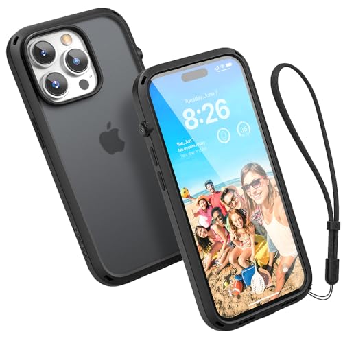 Catalyst Influence Case für iPhone 14 Pro, 2,5-Fach höherer Fallschutz, resistent gegen Fingerabdrücke, langlebig, 30% lauteres Vorwärtsaudio, inklusive Umhängeband – Stealth Black von Catalyst