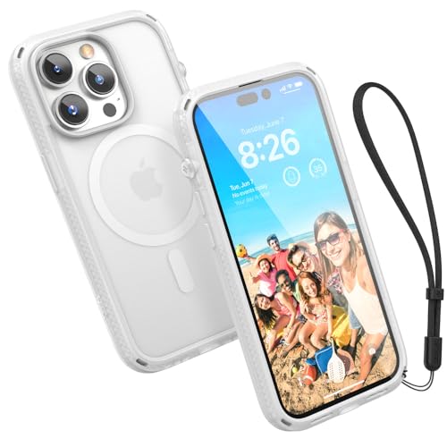 Catalyst Influence Case für iPhone 14 Pro, kompatibel mit MagSafe, sturzsicher, resistent gegen Fingerabdrücke, langlebig, 30% lauteres Vorwärtsaudio. Lanyard enthalten – Frosted von Catalyst