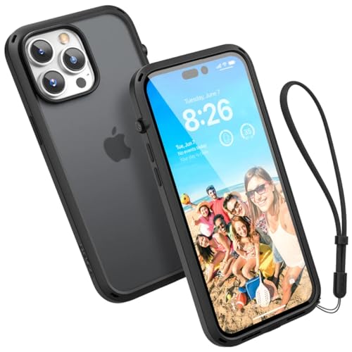 Catalyst Influence Case iPhone 14 Pro Stealth Black - Kompatibel, Kabelloses Laden, Erhöhte Kanten, Sturzfest, Integrierte Schlüsselband Befestigung, Handschlaufe - Schwarz von Catalyst