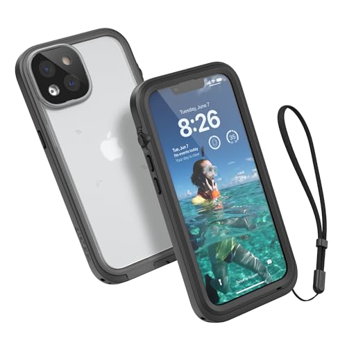 Catalyst Waterproof Total Protection Case für iPhone 14, 5-mal wasserdichter, reaktionsschneller Bildschirm und Gesichtserkennung, 65% höhere Stürze, funktioniert mit 5G – Stealth Black von Catalyst