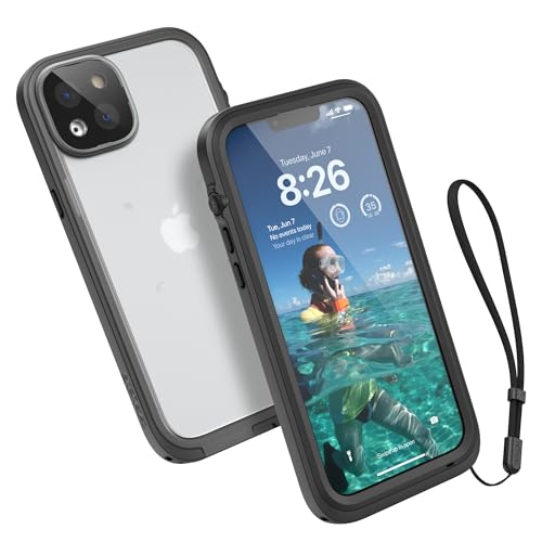 Catalyst Waterproof Total Protection Case für iPhone 14 Plus, 5-mal wasserdichter, reaktionsschneller Bildschirm und Gesichtserkennung, 65% höhere Stürze, funktioniert mit 5G – Stealth Black von Catalyst