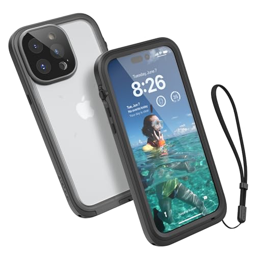 Catalyst Waterproof Total Protection Case für iPhone 14 Pro Max, 5-mal wasserdichter, reaktionsschneller Bildschirm und Gesichtserkennung, 65% höhere Stürze, funktioniert mit 5G – Stealth Black von Catalyst