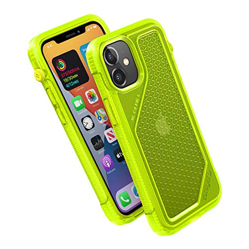 Vibe Series Hülle, designt für iPhone 12 Mini, patentierte drehbare Stummschaltung, 3 m fallfest, kompatibel mit MagSafe, Crux-Zubehör Befestigungssystem - Neon Yellow von Catalyst