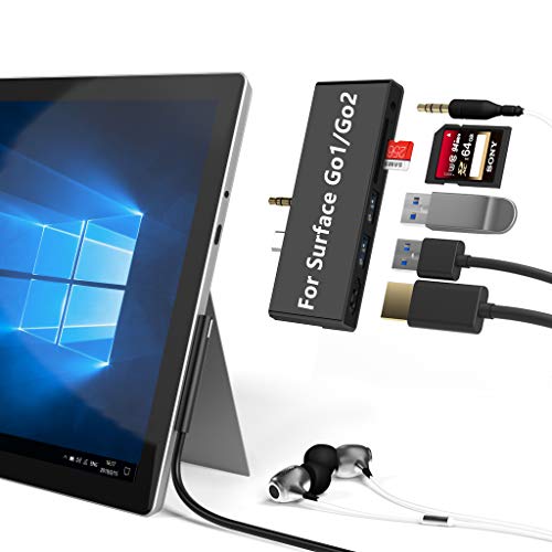 Cateck Microsoft Surface Go Docking Station USB C-Hub mit HDMI-Unterstützung1080P/60 Hz + 2xUSB 3.0 + SD/Micro SD-Kartenleser 2 Slot Kartenlesegerät + 3.5mm Audioausgang Type C Dock Adapter von Cateck